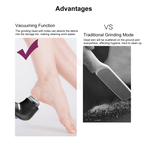 Trousse de retrait de pied électrique, lime à pieds portative, outils de pédicure, 3 têtes de broyage, 2 vitesses, Trousse de soin des pieds étanche