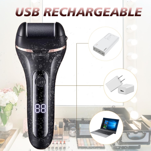 Electric Foot File, Professional Feet Hard Skin Remover, Rechargeable Foot Callus Remover Pedicure Kit with 3 Roller Heads for Dead Skin Dry Skin