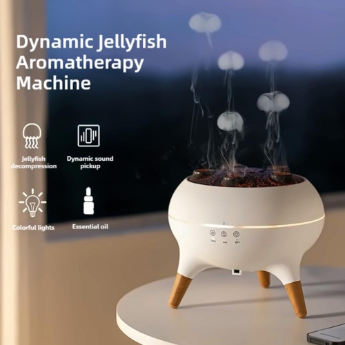 Ultrasonic Atomizer Aromatherapy Machine Essential Oil Diffuser, Desktop Jellyfish Humidifier With Remote Control and LED Light for Bedroom, Office