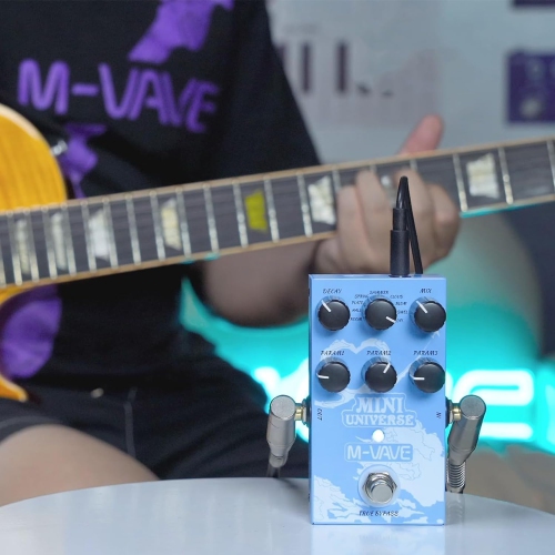 Pédales de reverberación Digital para efectos de guitarra. 9 réverberaciones digitales. Pedales de efectos de reverberación Room/Shimmer/Lo-Fi/Spring.