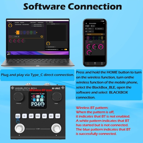 Procesador de guitarra multifunción | 80 préréglages + pédale de expresión | Bluetooth inalámbrico + 10 horas de duración de batería | Procesamiento