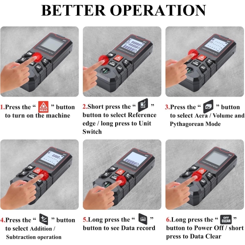 131 ft. Laser Measure - Digital Laser Tape Measure with Bubble Level, Infrared Room Measurer, Handheld Laser Distance Meter - 40m