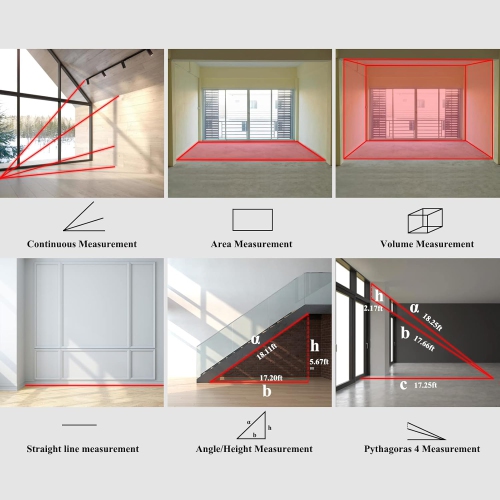 131 ft. Laser Measure - Digital Laser Tape Measure with Bubble Level, Infrared Room Measurer, Handheld Laser Distance Meter - 40m