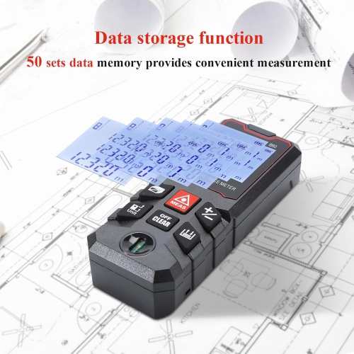 196 ft. Laser Measure - Digital Laser Tape Measure with Bubble Level, Infrared Room Measurer, Handheld Laser Distance Meter - 60m