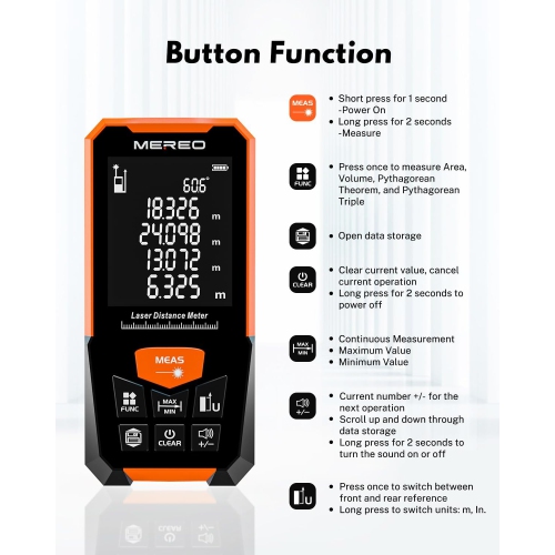 Distance Compteur laser infrarouge Distance Compteur laser Règle électronique portative - 100&nbsp;m/328&nbsp;pi