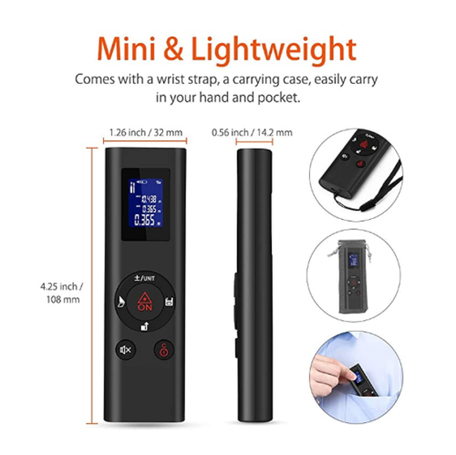 Pocket mini chargement TYPE C 40 mètres télémètre laser portatif mesure la distance de la fonction de stockage haute précision