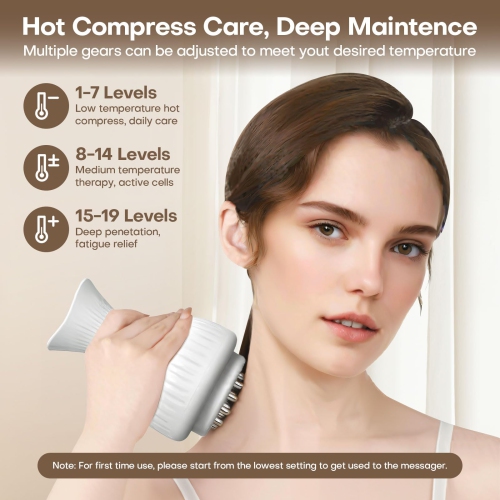 Appareil de massage à drainage lymphatique, appareil de massage portatif à microcourant 4 en 1, 19 niveaux de vibrations chauffantes, adapté pour une