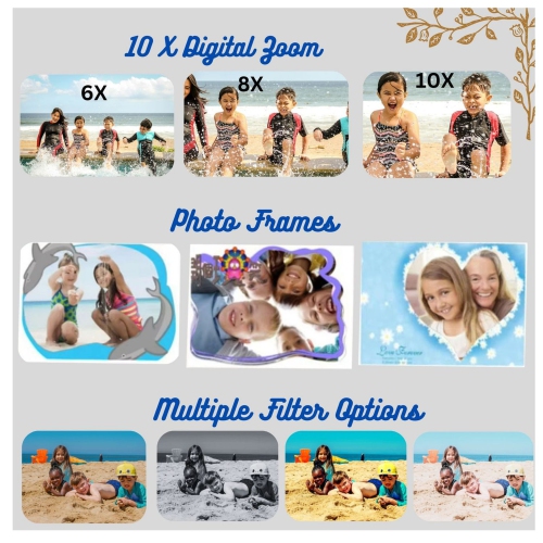 Appareil photo numérique pour enfants de MAKATA 48&nbsp;Mpx avec jeux vidéo HD et musique MP3, caméra jouet amusante pour enfants de moins de 13 ans,