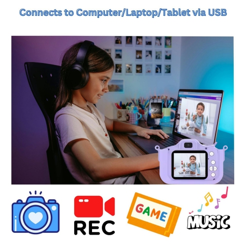 Appareil photo numérique pour enfants de MAKATA 48&nbsp;Mpx avec jeux vidéo HD et musique MP3, caméra jouet amusante pour enfants de moins de 13 ans,