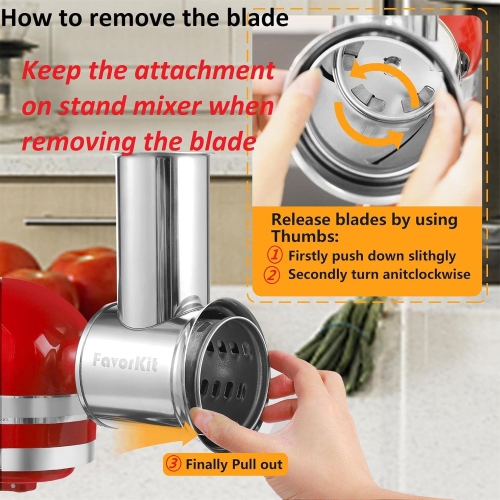 Stainless Steel Slicer Shredder Attachment for KitchenAid Mixers - 3 Blades, Dishwasher Safe, Vegetable Salad Maker Accessories