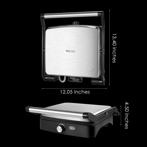 OSTBA Panini Press Grill - 4 Slice Indoor Grill Sandwich Maker with Temperature Control, 180° Open, Non-stick, 1200W