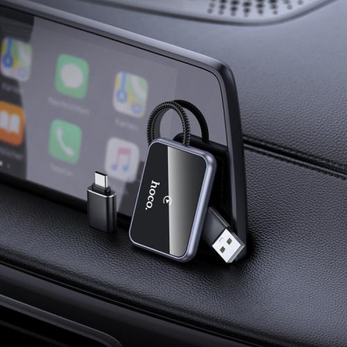 Hoco Wireless CarPlay Adapter | Apple CarPlay | Comes with USB-C Adapter | Sleek Appearance | Plug & Play | Black