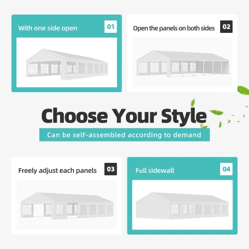 EROMMY 20x40 FT Waterproof Party Tent - Adjustable Sidewalls, Heavy-Duty Pavilion Shelter for Outdoor Events, Weddings & Commercial Use - White