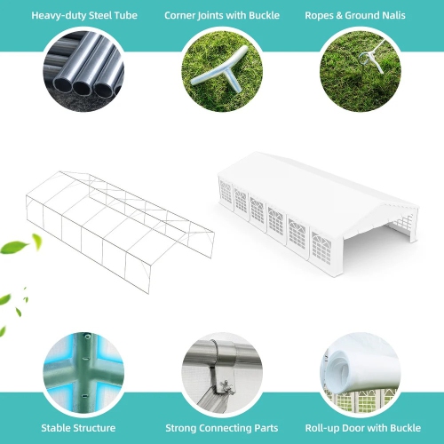 EROMMY 20x40 FT Waterproof Party Tent - Adjustable Sidewalls, Heavy-Duty Pavilion Shelter for Outdoor Events, Weddings & Commercial Use - White