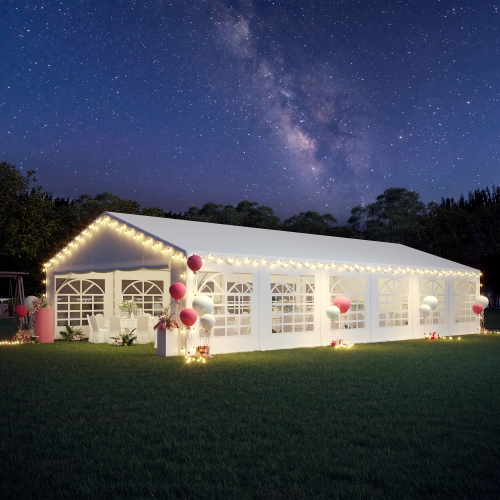 EROMMY 20x40 FT Waterproof Party Tent - Adjustable Sidewalls, Heavy-Duty Pavilion Shelter for Outdoor Events, Weddings & Commercial Use - White