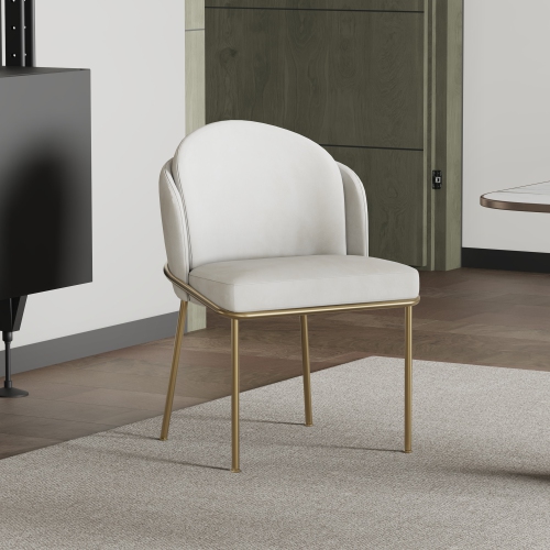 Valencia Alexander Fabric Dining Chair with Generously Cushioned Seat & Sleek Metal Legs, Beige