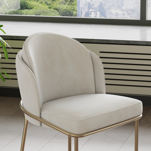 Valencia Alexander Fabric Dining Chair with Generously Cushioned Seat & Sleek Metal Legs, Beige
