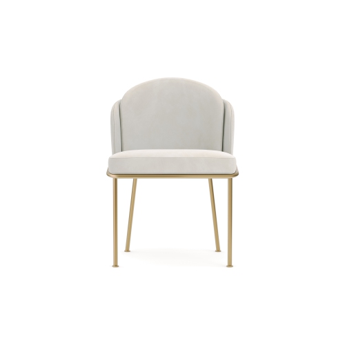 Valencia Alexander Fabric Dining Chair with Generously Cushioned Seat & Sleek Metal Legs, Beige