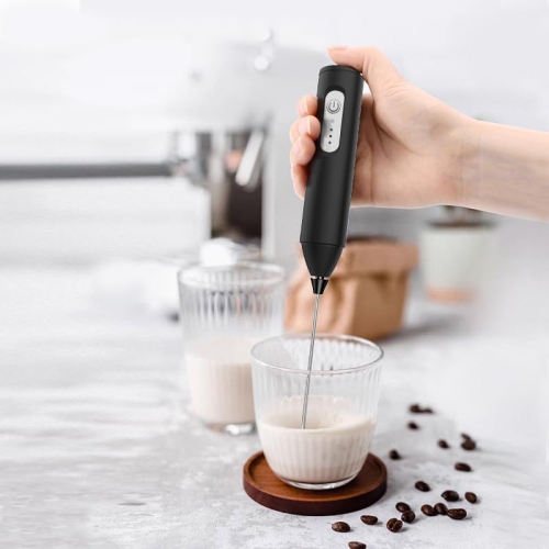 Household cordless electric milk frother Portable cream whisk Coffee blender Baking whisk Mini milk frother Double-head white nipple milk frother +