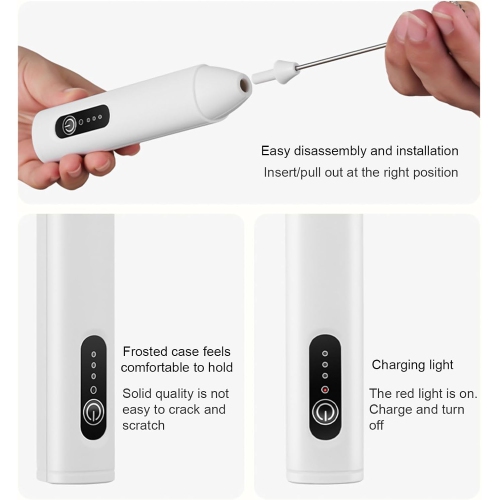 Household cordless electric milk frother Portable cream whisk Coffee blender Baking whisk Mini milk frother Double-head white nipple milk frother +