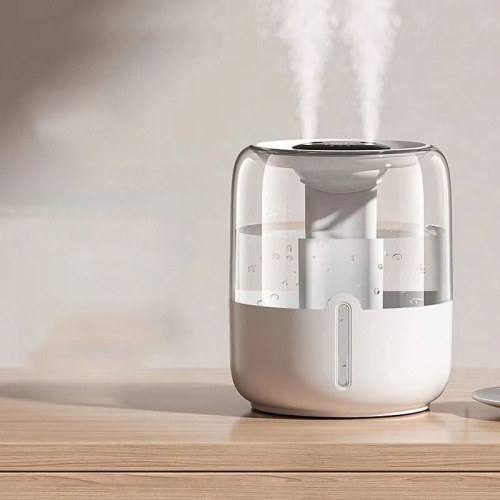 6.8L large capacity humidifier, USB dual spray home dormitory office bedroom desktop with night light, silent, humidity display + gear display, white