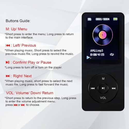 MP3 player 16GB with speaker earphones portable HiFi music player e-book HD screen black bluetooth speaker host + earphones data cable + 16G card