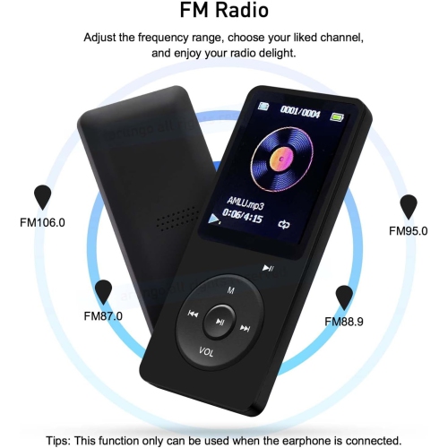 MP3 player 16GB with speaker earphones portable HiFi music player e-book HD screen black bluetooth speaker host + earphones data cable + 16G card