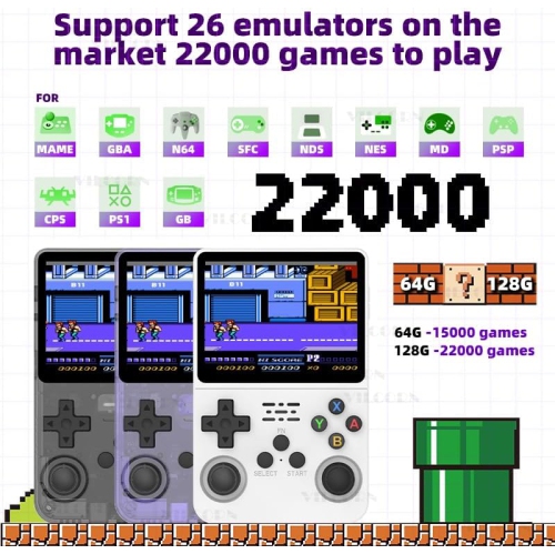 R36S Retro Handheld Game Console 3.5 Inch IPS Screen Video Game Console Player Built-in 22000 Games 128G Support GBA GB MAME 26 Emulator Kids Gift