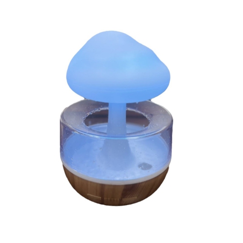 New Mushroom Cloud Rain Humidifier, Home Small Mini Desktop Rain Sound Atmosphere Colorful Gradient Bedroom Night Light, USB Charging, White