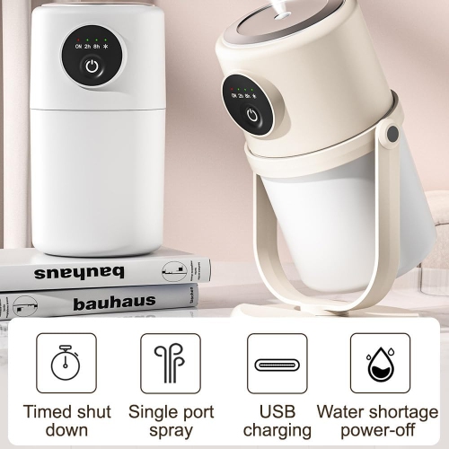 Small Humidifier, 360° Rotating Spray Desktop Humidifier, 2 Spray Modes, Silent Humidifier, with Night Light and 280ml Water Tank, Suitable for Home