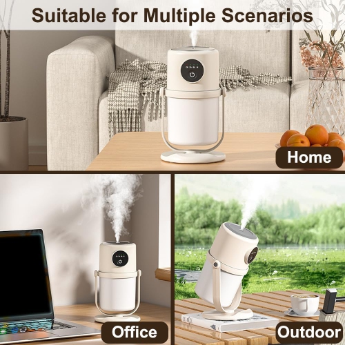 Small Humidifier, 360° Rotating Spray Desktop Humidifier, 2 Spray Modes, Silent Humidifier, with Night Light and 280ml Water Tank, Suitable for Home