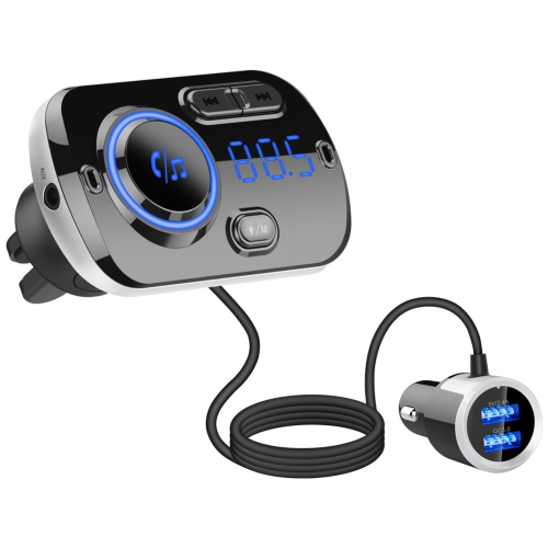 Voiture mp3 Nouveau BC49BQ Bluetooth 5,0 Lumière ambiante couleur Émetteur QC3.0FM Bluetooth 5,0 Kit mains libres pour la voiture avec chargement