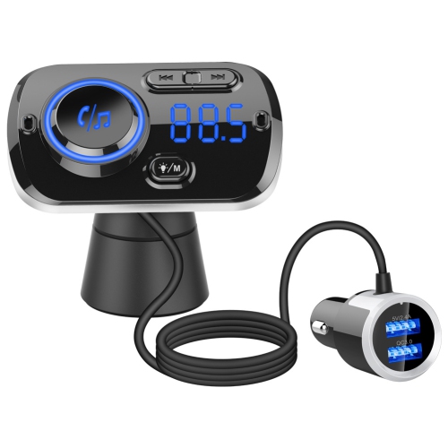 Voiture mp3 Nouveau BC49BQ Bluetooth 5,0 Lumière ambiante couleur Émetteur QC3.0FM Bluetooth 5,0 Kit mains libres pour la voiture avec chargement