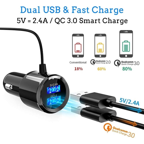 Voiture mp3 Nouveau BC49BQ Bluetooth 5,0 Lumière ambiante couleur Émetteur QC3.0FM Bluetooth 5,0 Kit mains libres pour la voiture avec chargement