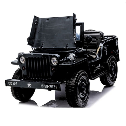 12V Limited Edition Kids Ride-on 1-Seater Military Truck with Rubber Wheels, Leather Seat With RC