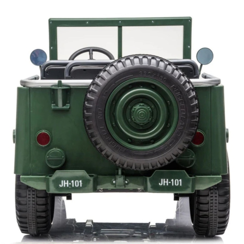 12V Limited Edition Kids Ride-on 1-Seater Military Truck with Rubber Wheels, Leather Seat With RC