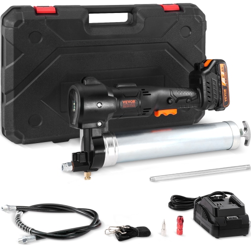 VEVOR 20V Cordless Grease Gun, 10,000 PSI, 39" Long Hose, Electric Grease Gun Kit High Pressure Battery Powered Grease Gun with Carrying Case,