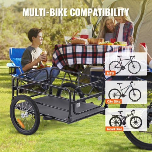 VEVOR 160 lbs Load Bike Cargo Trailer, Heavy-Duty Bicycle Wagon Cart, Compact Storage & Quick Release with Universal Hitch, 16" Wheels, Safe