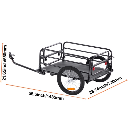 VEVOR 160 lbs Load Bike Cargo Trailer, Heavy-Duty Bicycle Wagon Cart, Compact Storage & Quick Release with Universal Hitch, 16" Wheels, Safe