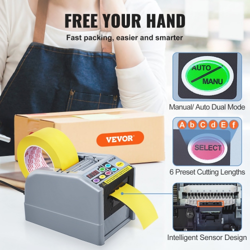 VEVOR 6-60mm Tape Width Automatic Tape Dispenser Adhesive Electric Tape Cutter Packaging Machine Tape Cutting Machine