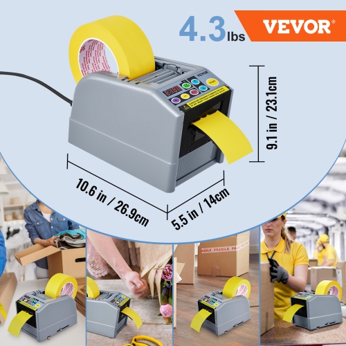 VEVOR 6-60mm Tape Width Automatic Tape Dispenser Adhesive Electric Tape Cutter Packaging Machine Tape Cutting Machine