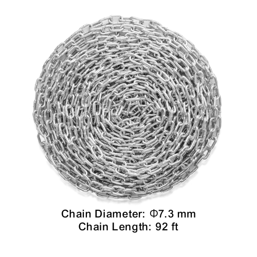 VEVOR 5/16" x 92' Proof Coil Chain,1667 lbs Working Load,Zinc Plated Proof Tested Coil Chain with Two Quick Links, Carbon Steel Link Chain for