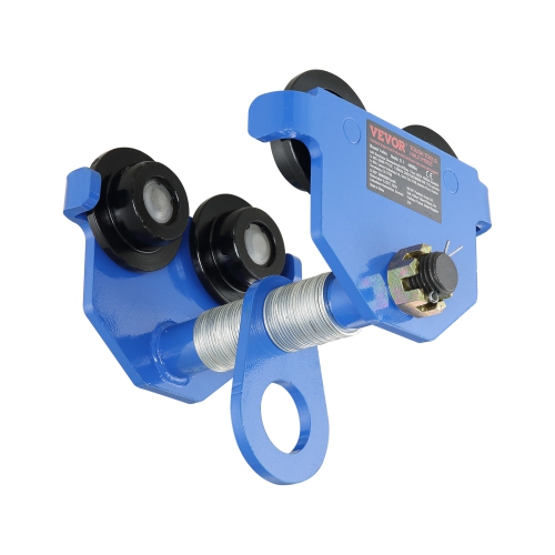 VEVOR 4400 lbs/2 Ton Load Capacity Push Beam Trolley with Dual Wheels,Adjustable for I-Beam Flange Width 2.5" to 7", Heavy Duty Alloy Steel Garage