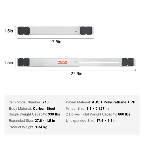 VEVOR 660 lbs Load Furniture Appliances Rollers, Extendable Appliance Rollers Mobile Washing Machine Base, Fridge Stand Dolly Movers for