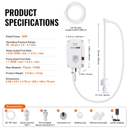 VEVOR 5 Gallon Bottled Water Dispenser Pump System, Dispensing System, Automatic Electric Water Dispenser, Single Inlet Water Jug Pump, Compatible