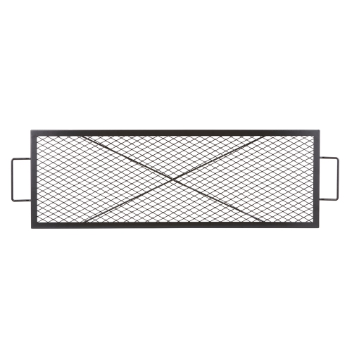 VEVOR 44 Inch X-Marks Fire Pit Grill Grate, Rectangle Cooking Grate, Heavy Duty Steel Campfire BBQ Grill Grid with Handle & Support X Wire, Portable