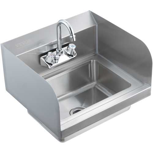 VEVOR 17x12.8 inch Commercial Hand Sink with Faucet and Side Splash, NSF Stainless Steel Sink for Washing, Small Hand Washing Sink, Wall Mount Hand