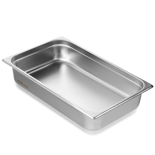 VEVOR 4-Inch Hotel Pan, Full Size Anti-Jam Steam Pan, 0.8mm Thick Stainless Steel Restaurant Steam Table Pan, Deep Commercial Table Pan, Catering
