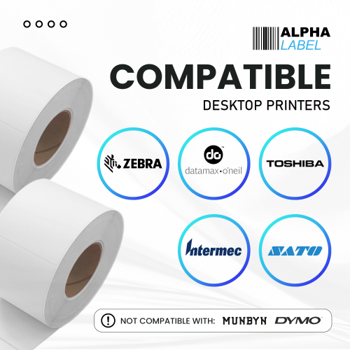 [8 rouleaux, 2000 étiquettes] Étiquettes Alpha – Étiquettes thermiques directes de 4 x 6&nbsp;po, qualité commerciale, noyau de 1&nbsp;po, aucun