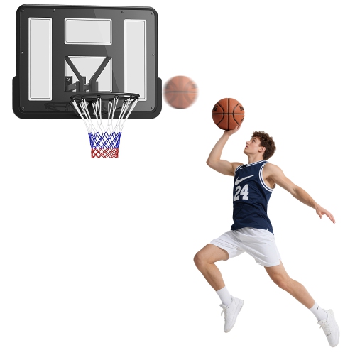 Soozier Wall Mounted Basketball Hoop, Basketball Goal Combo Kit with 43" Reinforced Shatter Resistant Backboard and All Weather Net for Indoor or